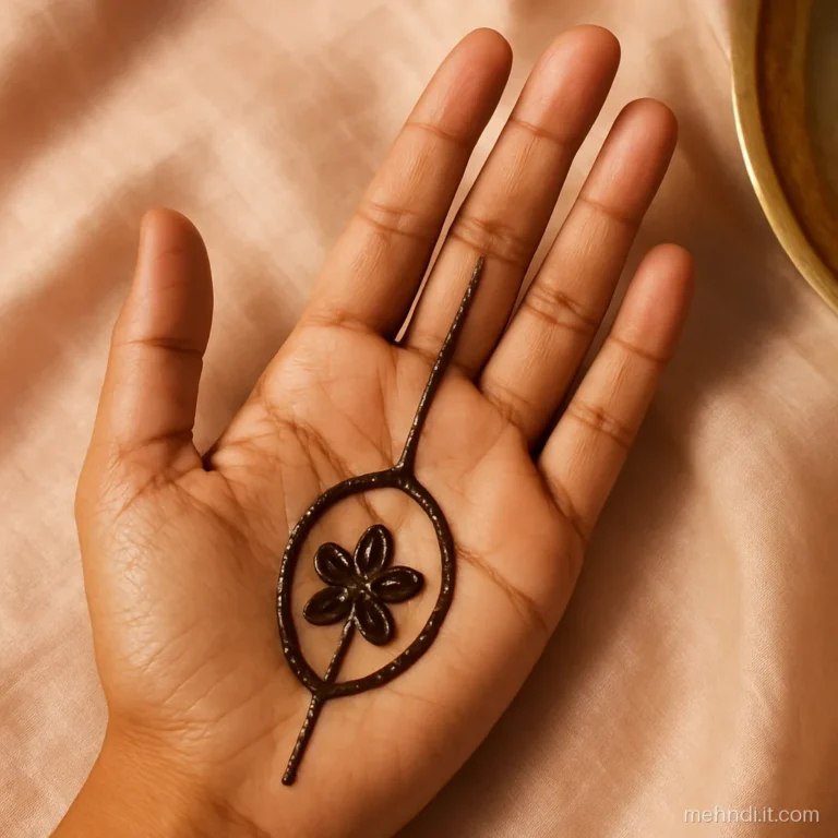 Wrist kalai with a filled oval where a large five-petal flower is left as skin
