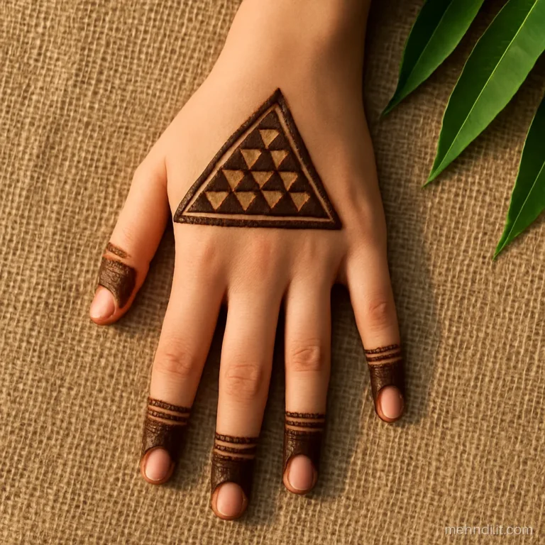 Palm with a filled triangle holding a grid of small bare skin triangles inside