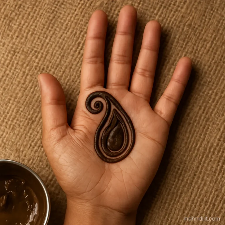 Thumb covered with one curled kairi paisley and a hairline swirl at the tip