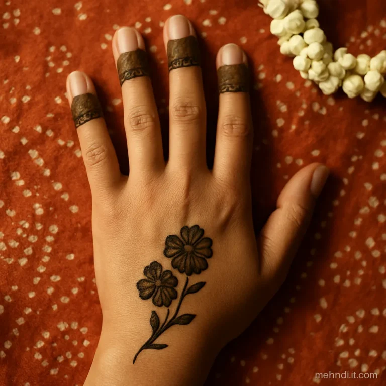 Solid half caps on every finger with a short shaded flower trail