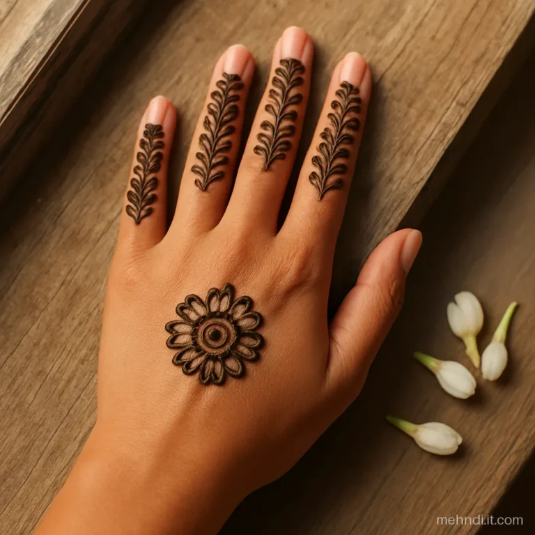 Every finger filled with stacked shaded petals and one knuckle flower
