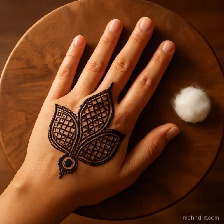 Big Arabic leaves filled with fine chalni checks on the palm