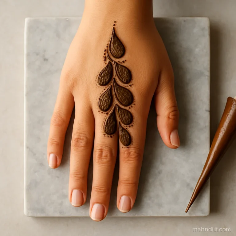 Cascade of graded shaded petals running from fingers down the palm