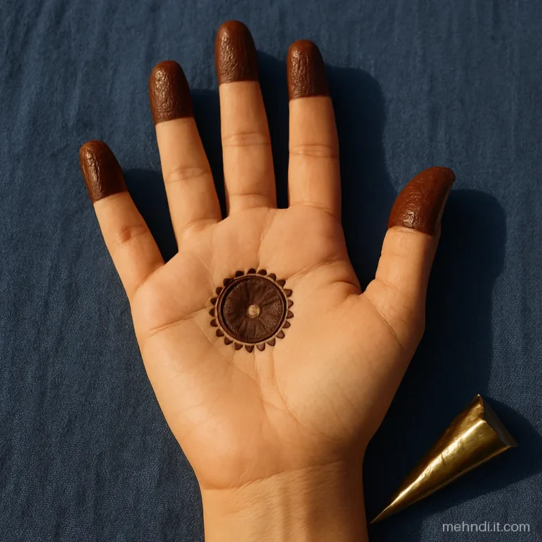 Front hand with one small gol tikki in the palm and filled fingertips