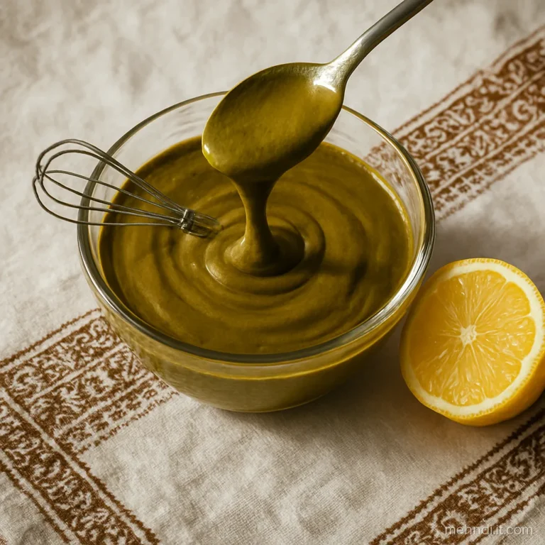 Smooth brown-green mehndi paste lifted on a spoon showing a soft toothpaste texture