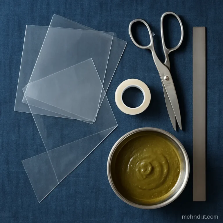 Clear cello sheet cut into rectangles and triangles with scissors and tape on a mat