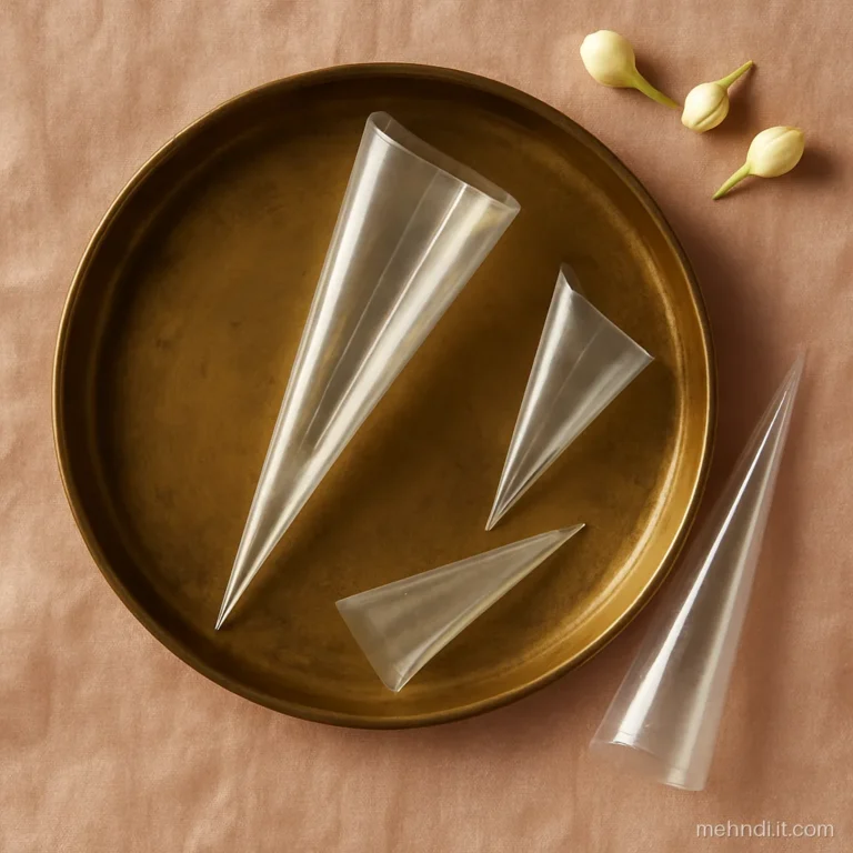 Empty clear cone rolled from cello sheet with a sharp point and tape along the seam