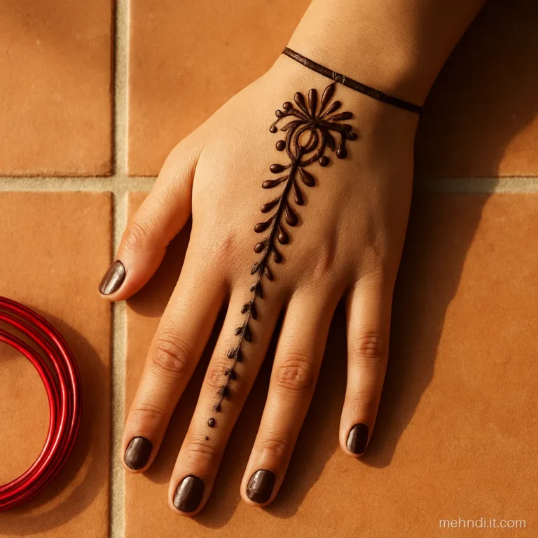 Waterfall of small Arabic buds from knuckles to wrist