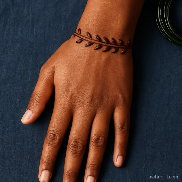 Two thin bands at the wrist with leaves stacked between them