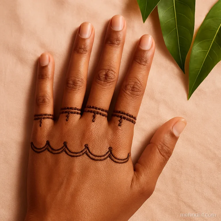 Scalloped row across the knuckles with dots under each curve