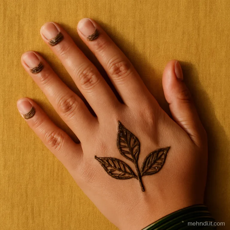 Two leaves meeting at the middle knuckle with finger tip caps