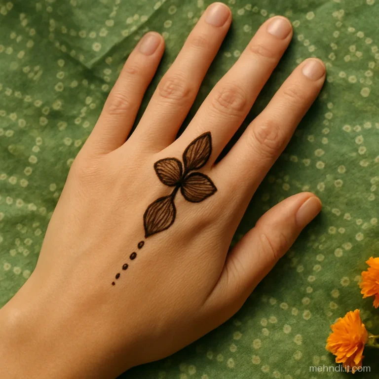 Three shaded petals dropping from the middle finger to back of hand