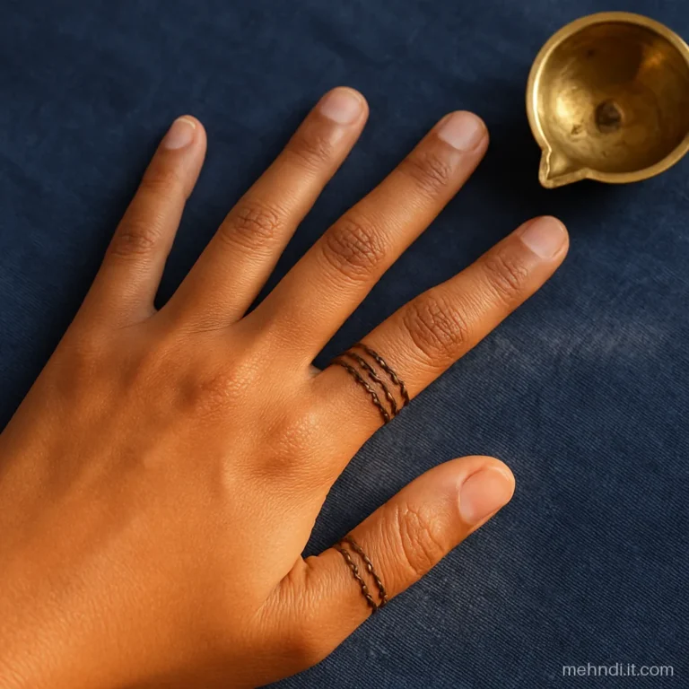 Only finger ring bands with dots, back of hand kept plain