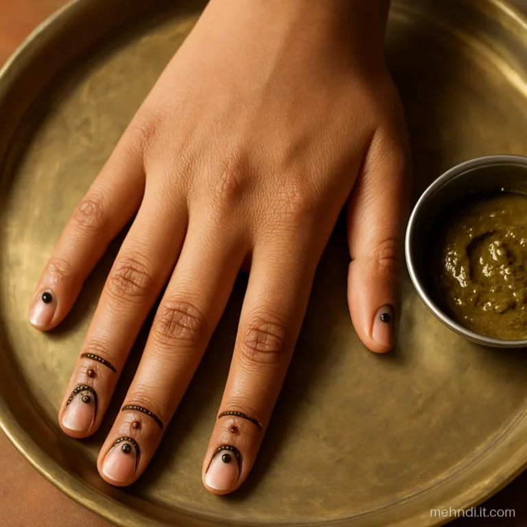 Row of small traced circles at the base of the fingers with dot centres