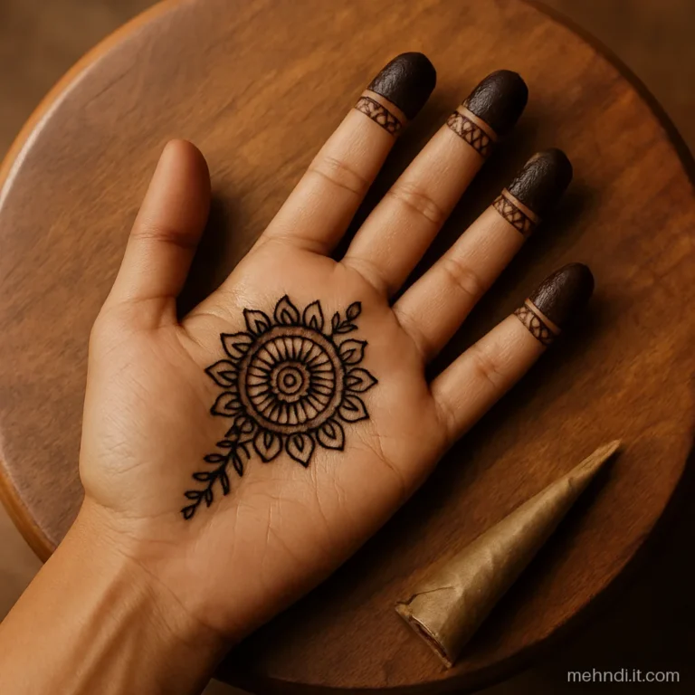 Small mandala in the palm with one bel joining it to the index finger