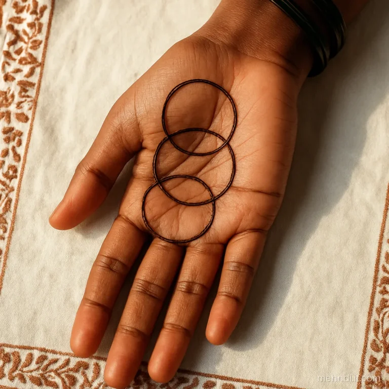 Three overlapping circles in a diagonal line across the palm