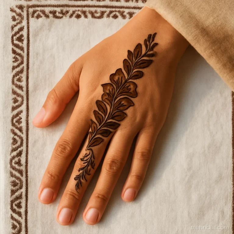 Quick Arabic style diagonal with shaded petals from wrist to index finger