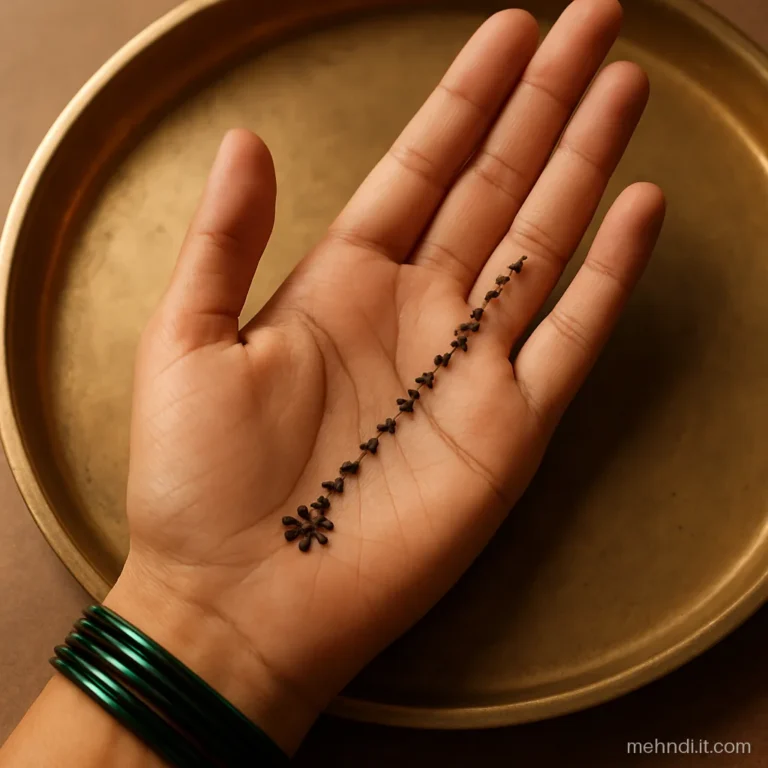 Trail of small three dot clusters running from palm centre to the index finger