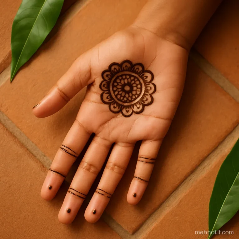 Palm tikki with thin double bands at the middle joint of each finger