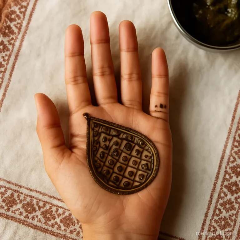 Palm with a soop basket shape filled with a woven crisscross pattern