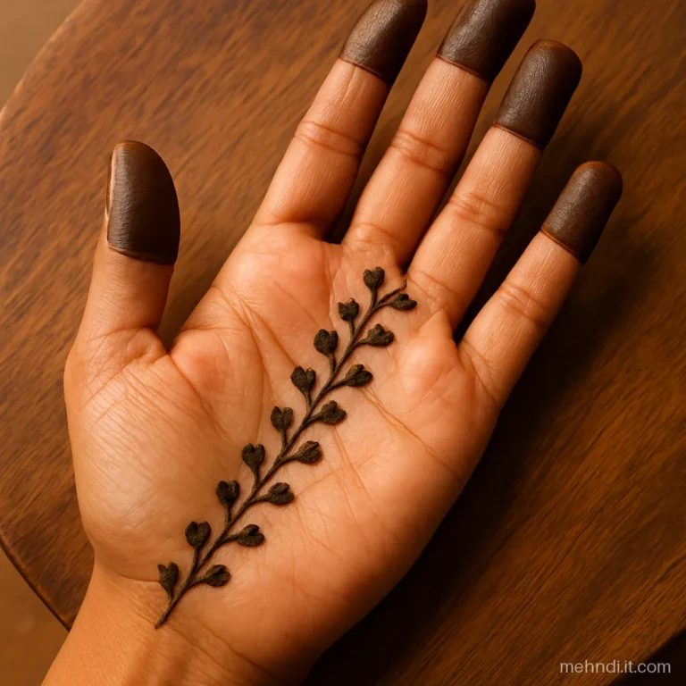 Diagonal palm bel with matching solid fingertips on all five fingers