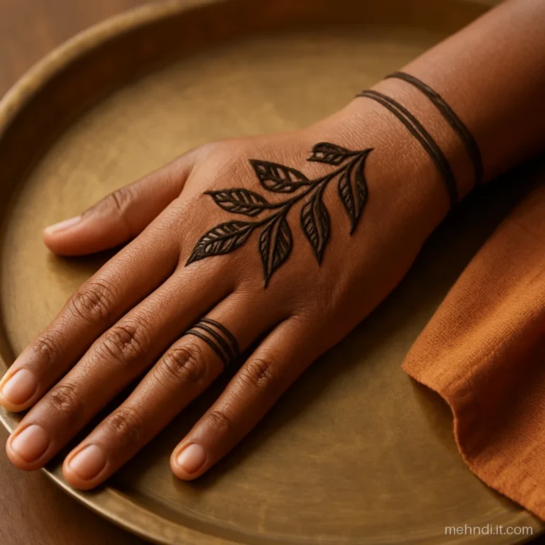Hand with a bel on the palm side and simple bands on the back