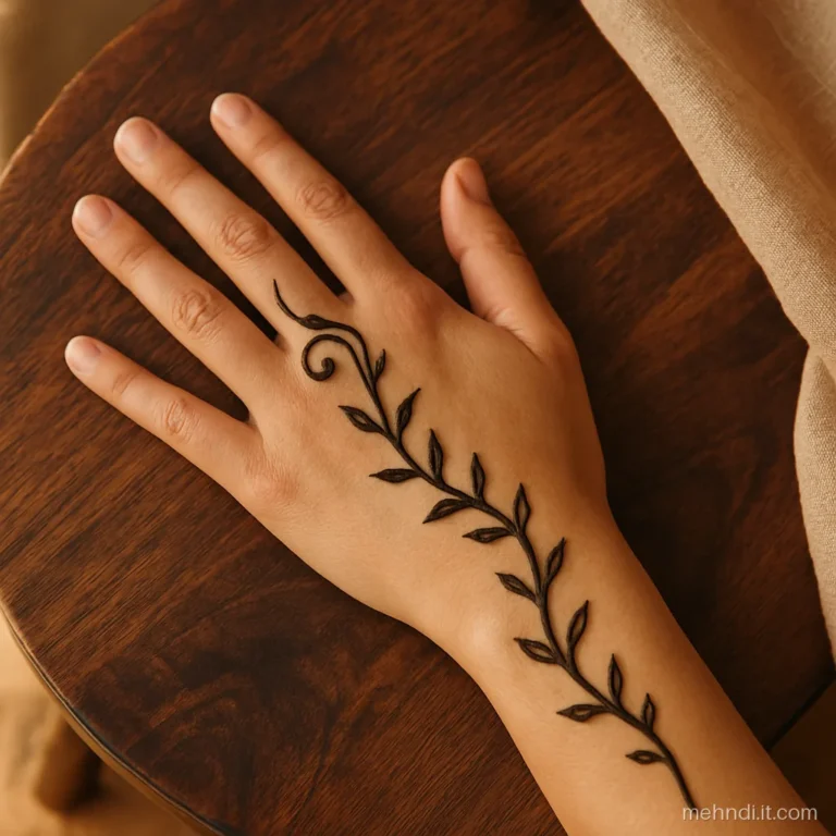 Bel vine wrapping round the hand from fingertip down past the wrist
