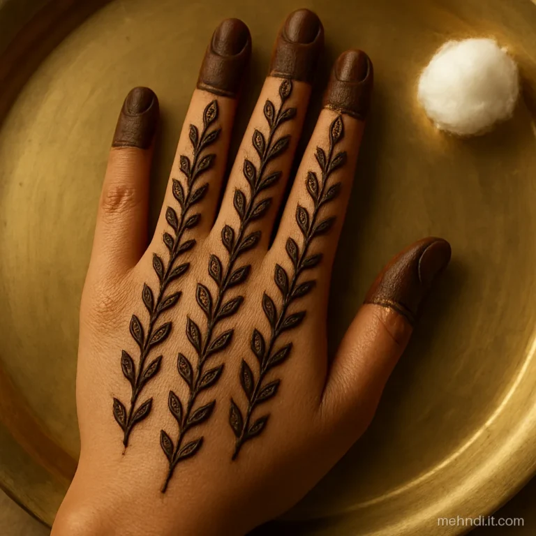 Full palm with three vertical bel vines running from fingers to wrist