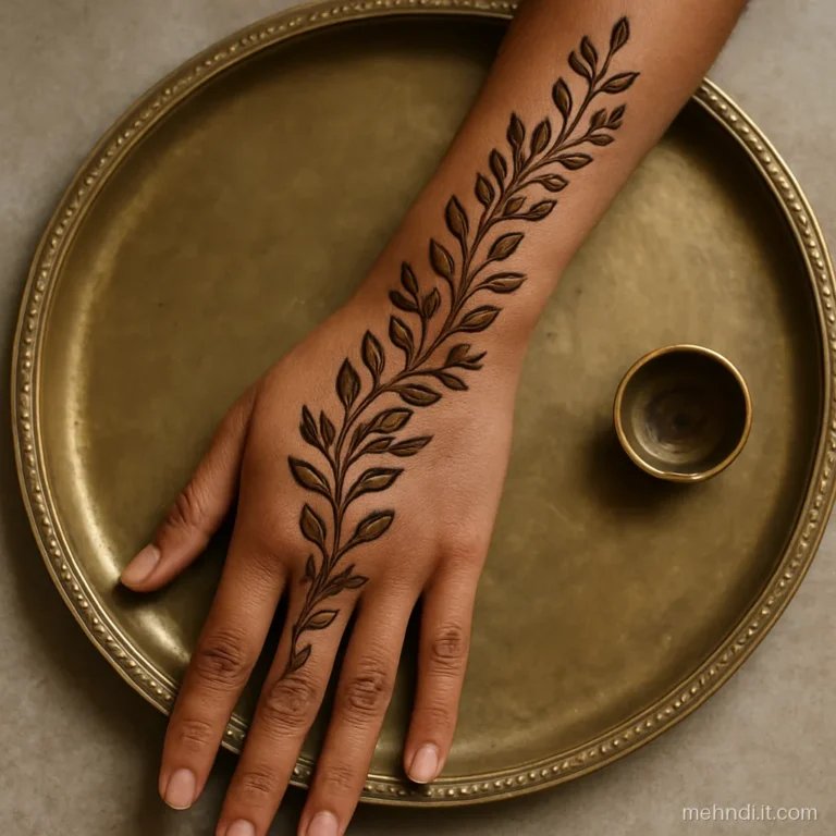 Vine cascade covering back of hand and forearm up to the elbow