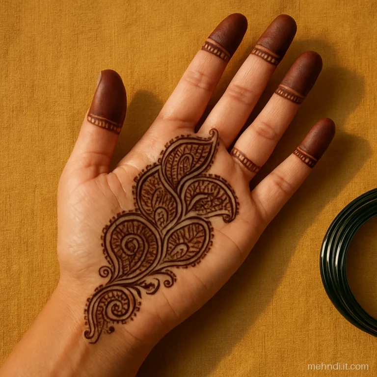 Chain of kairi paisleys covering the palm from fingers to wrist