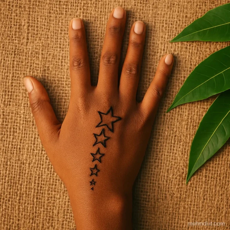 Trail of tiny stars running diagonally across the back of a girl's hand.