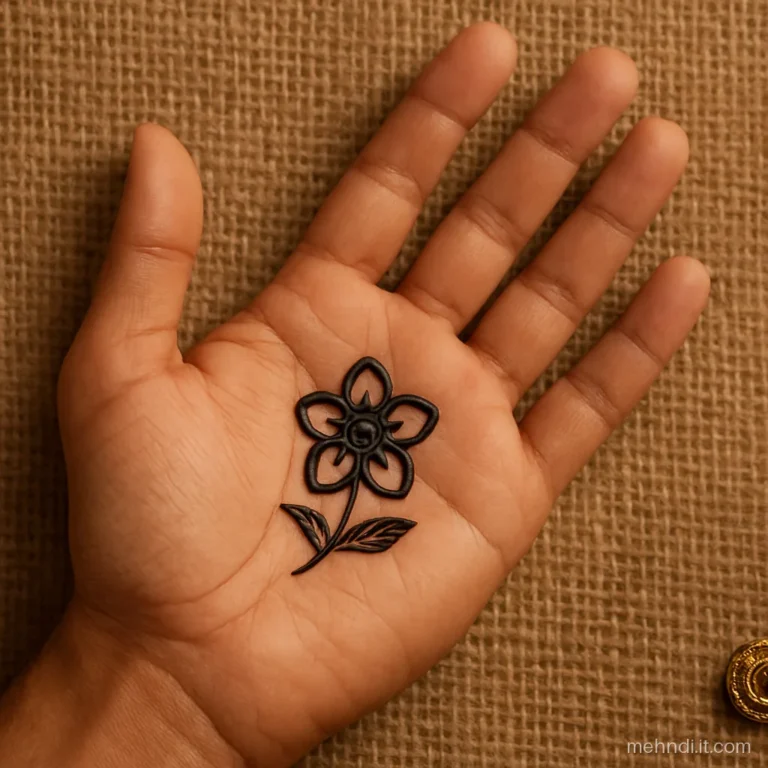 Small five-petal lotus with two leaves on the palm of the groom's brother