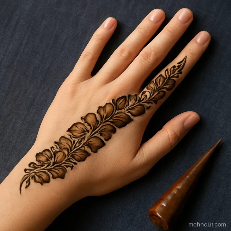Diagonal band of shaded petals running from index finger to wrist corner