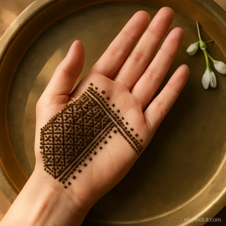 Palm split into two triangles with only one triangle filled with jaal