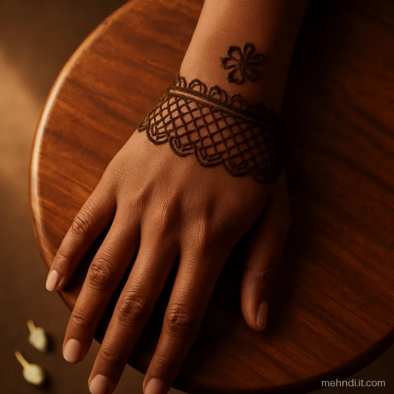 Lace cuff at the wrist with scallops and a fine net filling