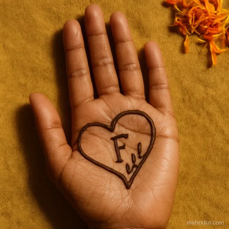 One half of a heart with initial meant to meet a partner's hand
