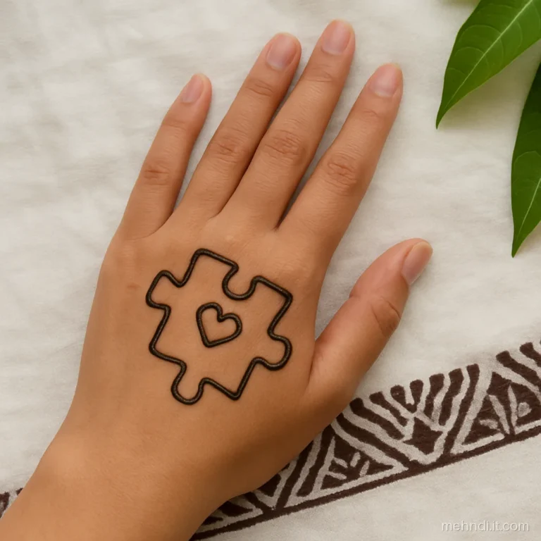 Puzzle piece with heart on back of hand made to match partner