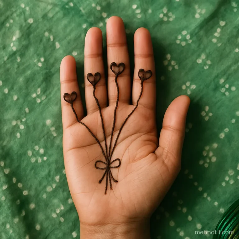 Hearts like balloons rising from fingertips with thin strings