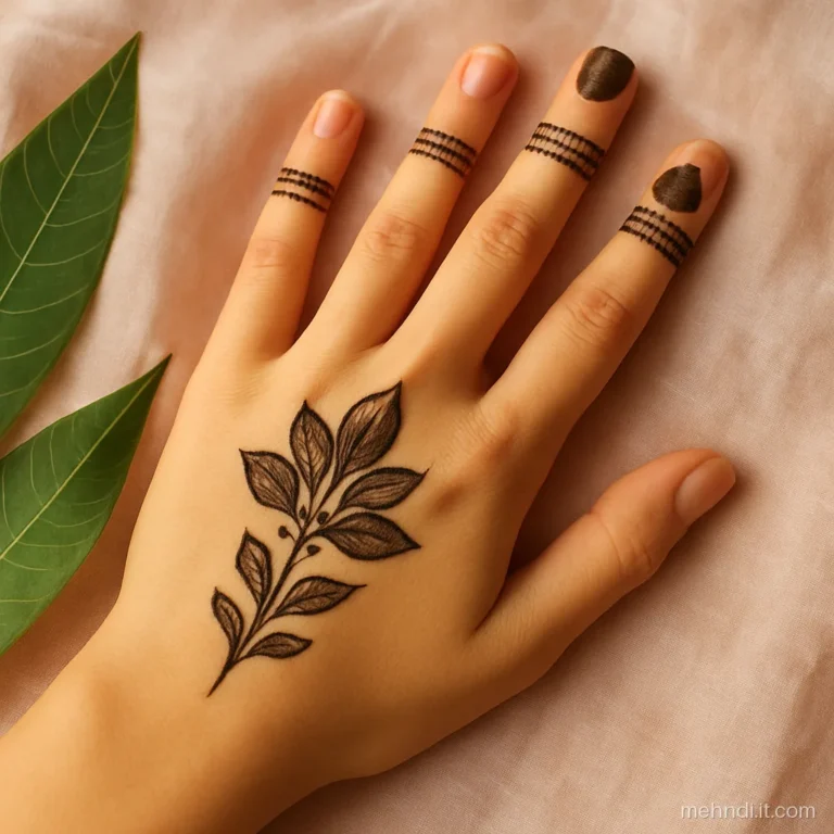 Teenage girl's fingers with narrow Arabic bands and shaded petal tips