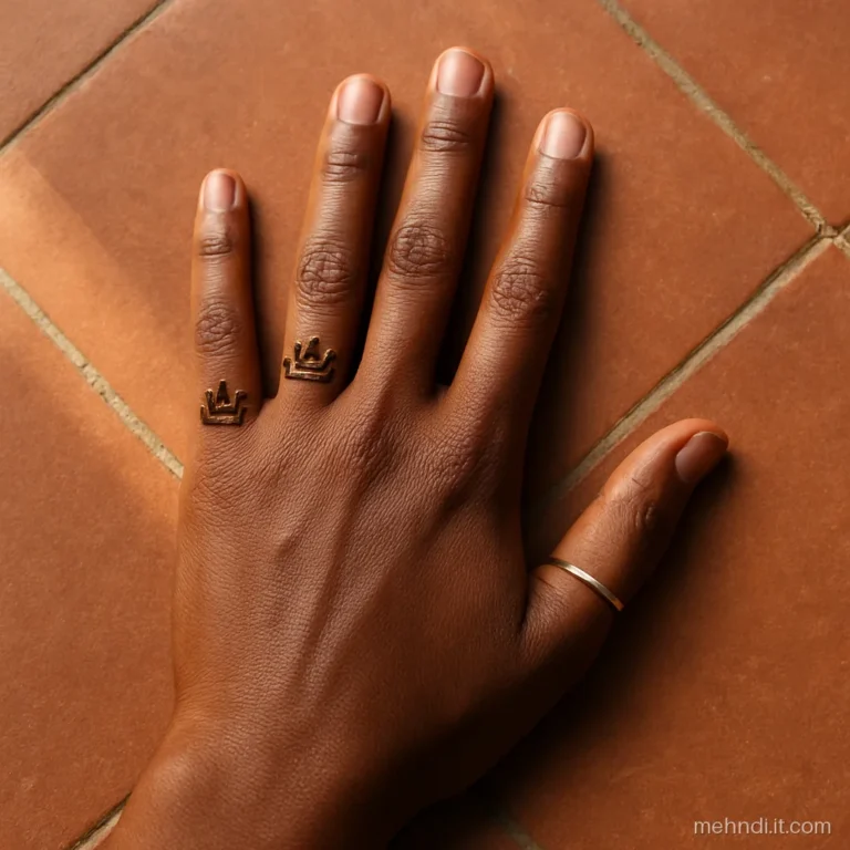 Back of fingers with small crown shapes drawn just below each nail