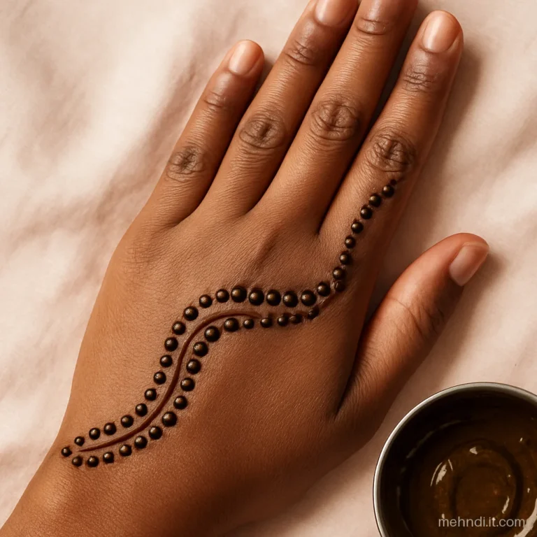 Back of hand with a wave of dots that fade from dense to sparse
