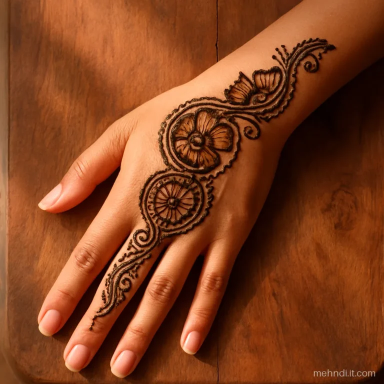Arabic style trail with large kairi paisleys shaded with thin inner lines