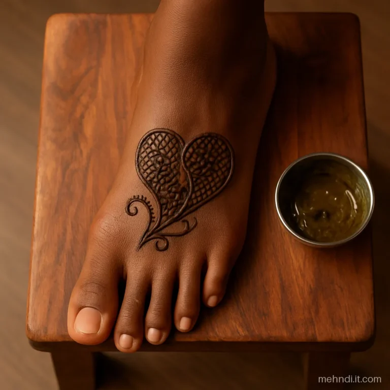 Two paisleys facing each other like a heart on top of a foot