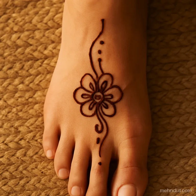 Thin vines on two toes joining into one flower on the instep
