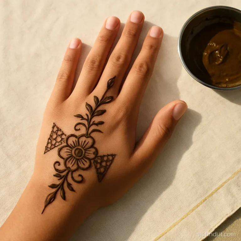Arabic flower trail with small triangles of net in the gaps