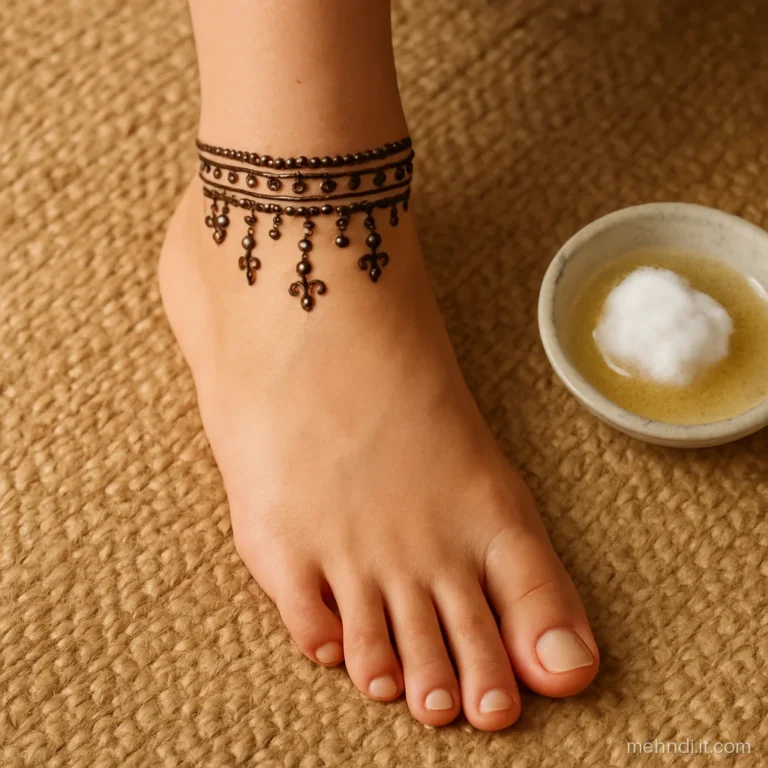 Three rows of dots around an ankle like a payal