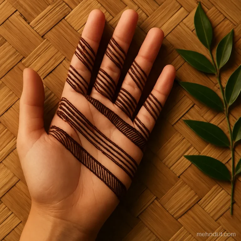Slanting bands of solid and lined fill across a palm and wrist