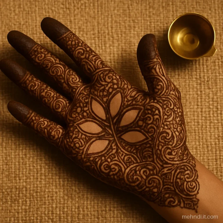 Palm filled dark around seven bare leaf shaped cutouts